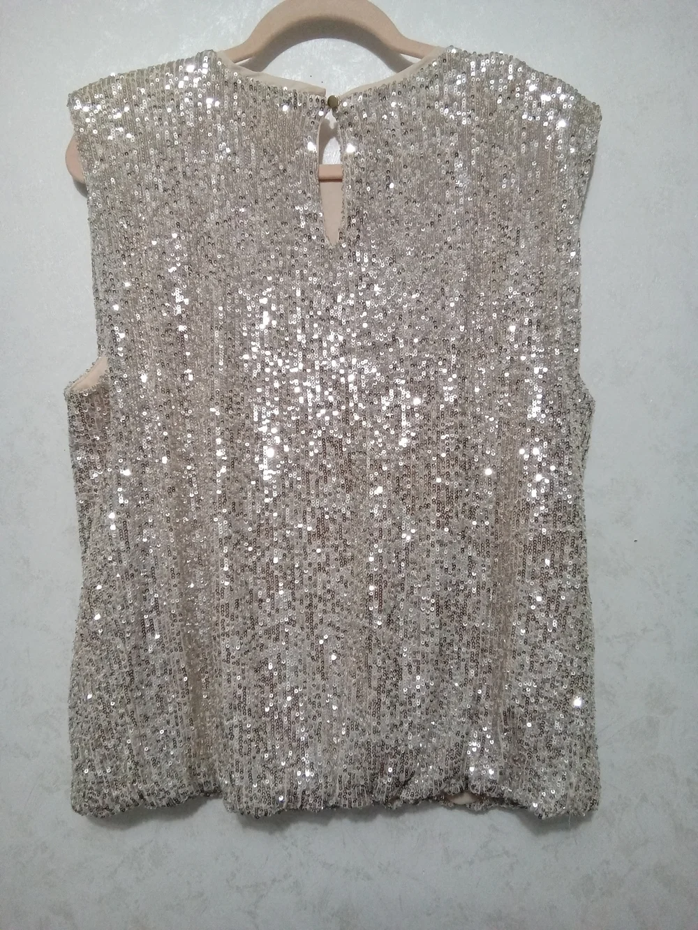 Maurices Champagne Gold Sequin Sleeveless Blouse, Size 0X - Picture 4 of 8